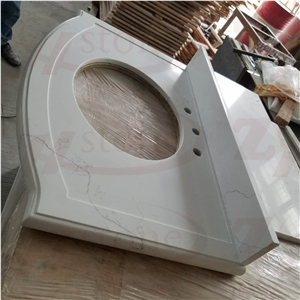 Calacatta White Quartz Marine Edges Vanity Top