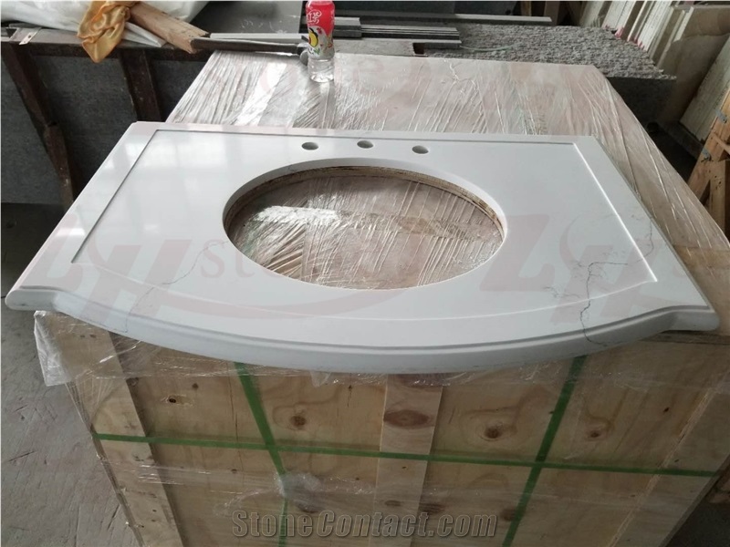 Calacatta White Quartz Marine Edges Vanity Top