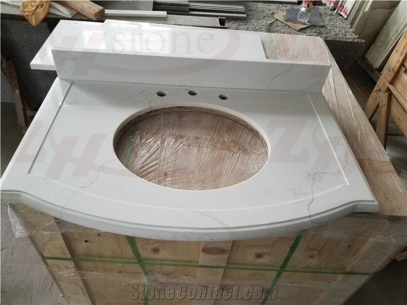 Calacatta White Quartz Marine Edges Vanity Top