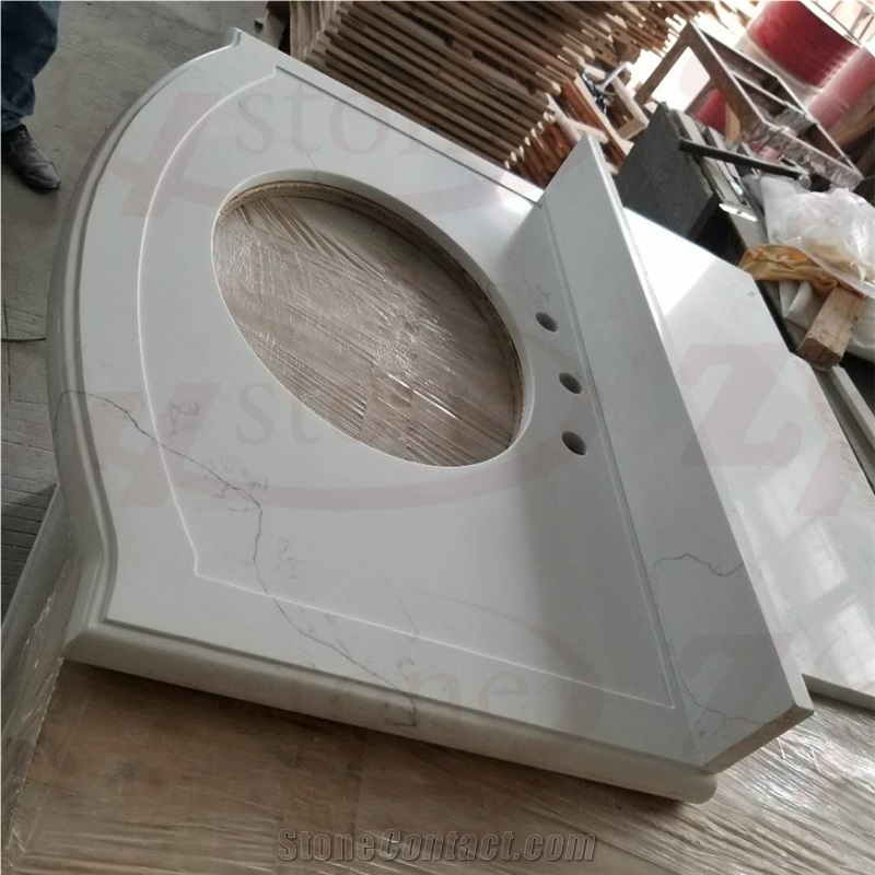 Calacatta White Quartz Marine Edges Vanity Top