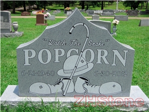 Cats Eye Granite Column Shape Headstone