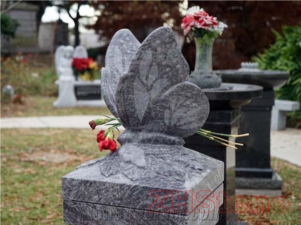 Cats Eye Granite Column Shape Headstone