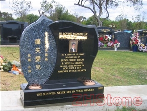 Celtic Cross Natural Black Granite Tombstone