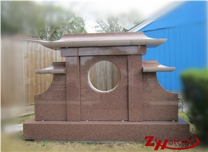 Chinese Style Temple Sunset Red Granite Monument Chinese Style Temple Sunset Red Granite Monument