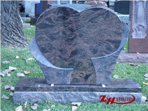 Chinese Style Temple Sunset Red Granite Monument
