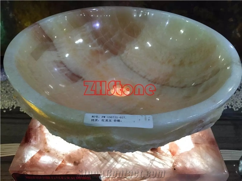 Colorful Semiprecious Grey Gemstone Wash Basin