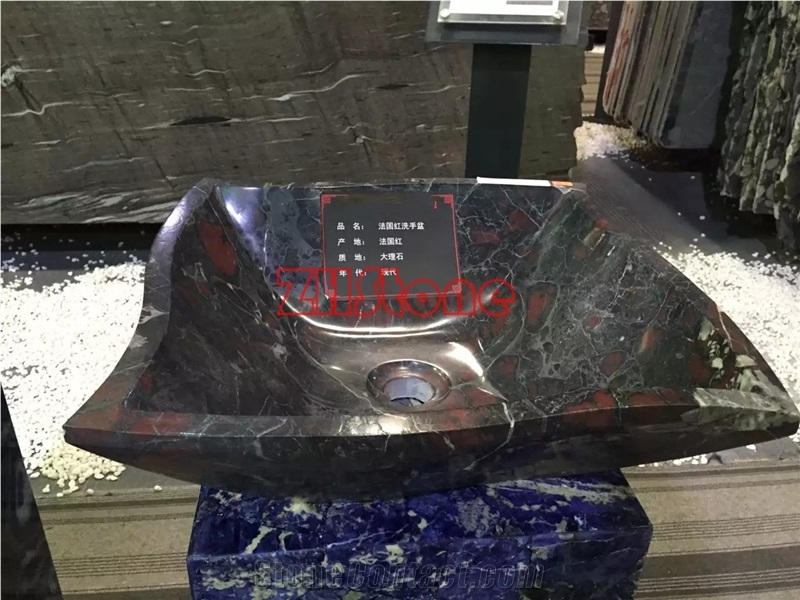 Colorful Semiprecious Grey Gemstone Wash Basin