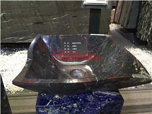 Colorful Semiprecious Grey Gemstone Wash Basin