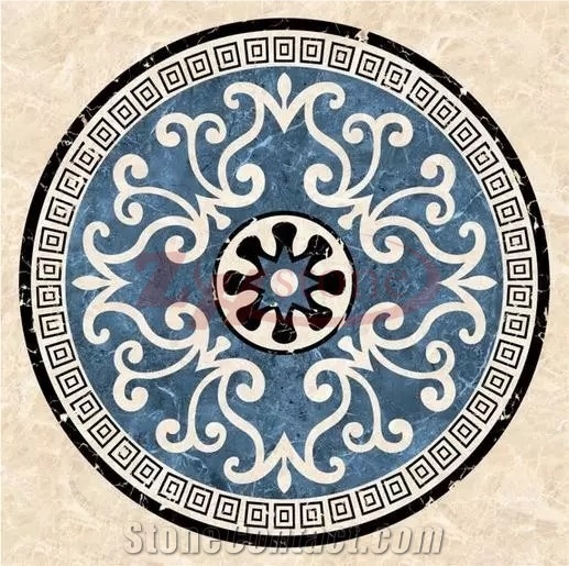 Dark Deep Blue Marble Waterjet Stone Medallions