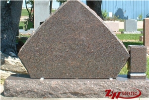 Deer Brown Granite Pentagon Headstone Natural Base