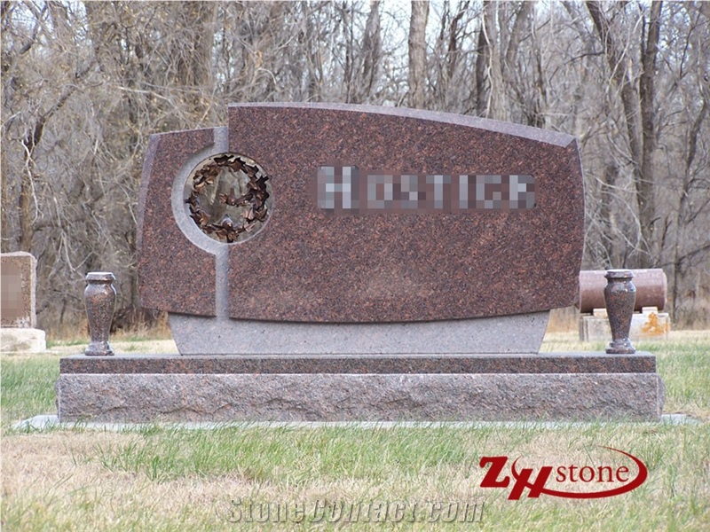 Double Hearts Hunan White Marble Gravestone