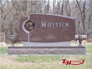 Double Hearts Hunan White Marble Gravestone