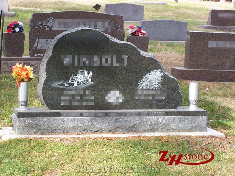 Double Hearts Hunan White Marble Gravestone