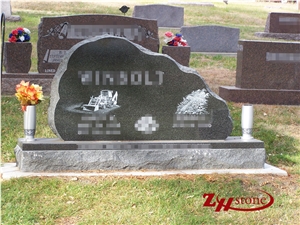 Double Hearts Hunan White Marble Gravestone