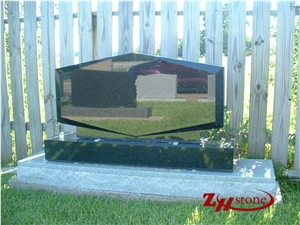 French Curve Flower Engraving Upright Headstone