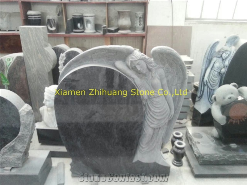 Full Classic Car Black Granite Double Monuments