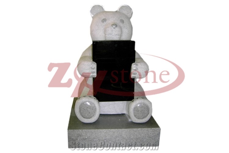 G654 Pandang Black Granite Bear Headstone