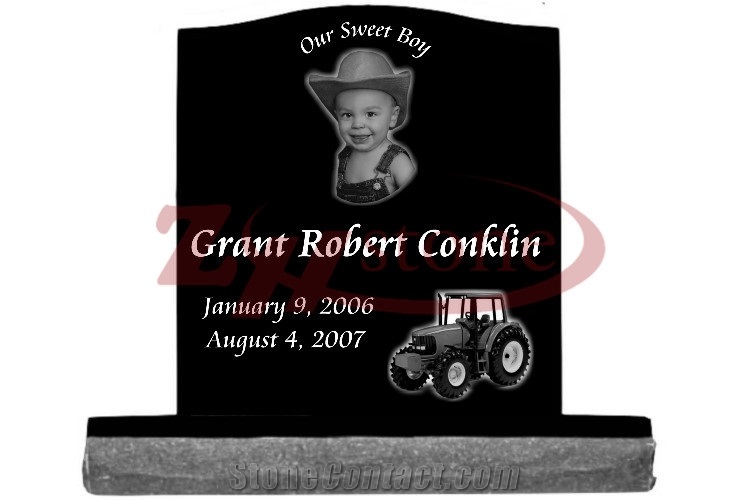 G654 Pandang Black Granite Bear Headstone