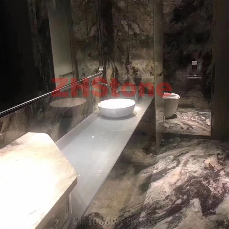 Lilac Color Confusion Dark Gray Marble Slabs