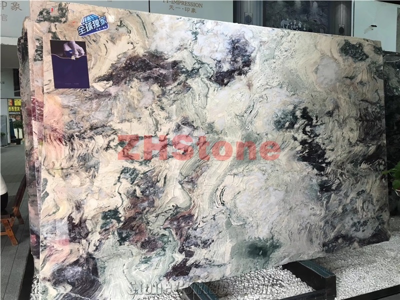 Lilac Color Confusion Dark Gray Marble Slabs