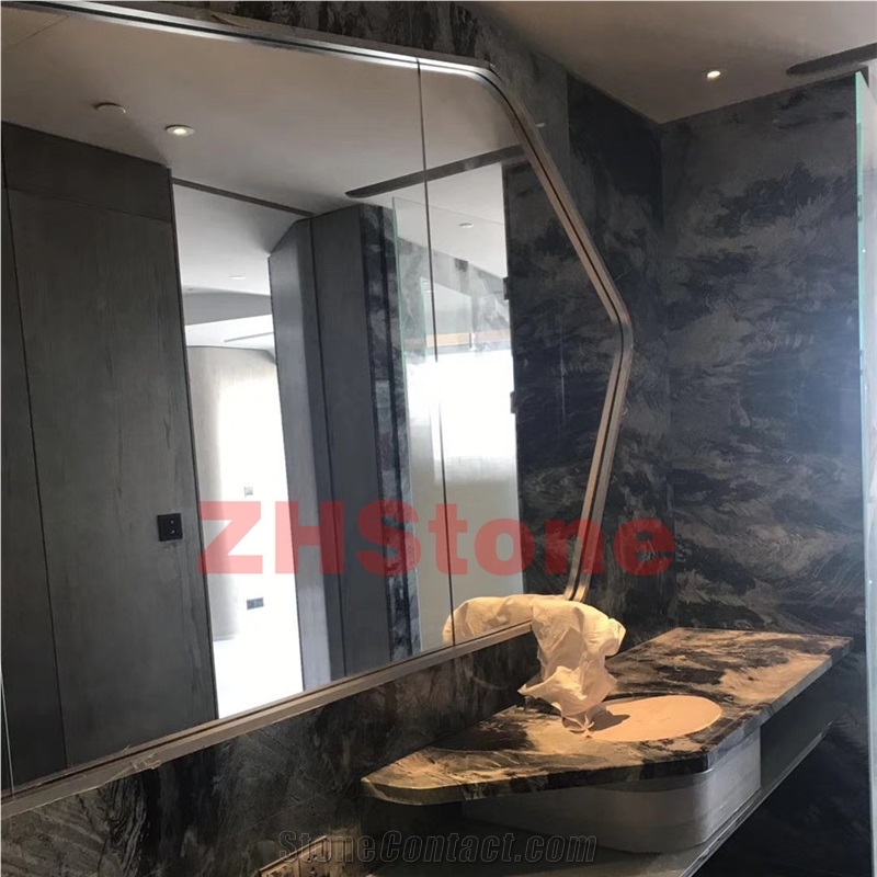 Lilac Color Confusion Dark Gray Marble Slabs