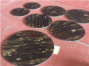 Nero Portoro Marble Round Tabletop ,Black Marble