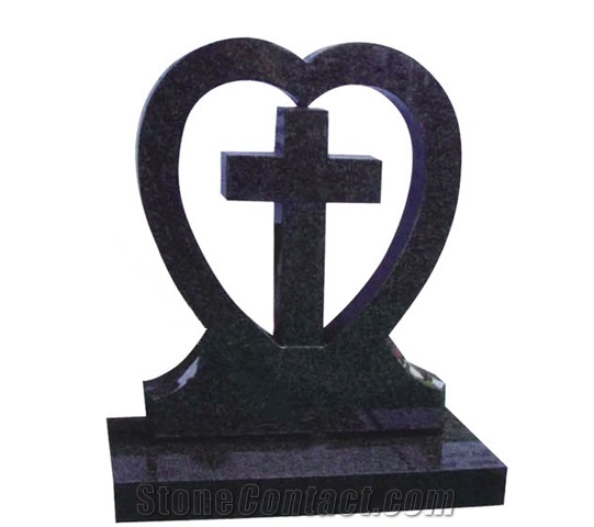 Platinum Black Granite Cross&Rose Gravestone