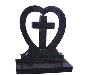 Platinum Black Granite Cross&Rose Gravestone
