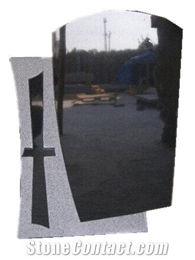 Platinum Black Granite Cross&Rose Gravestone
