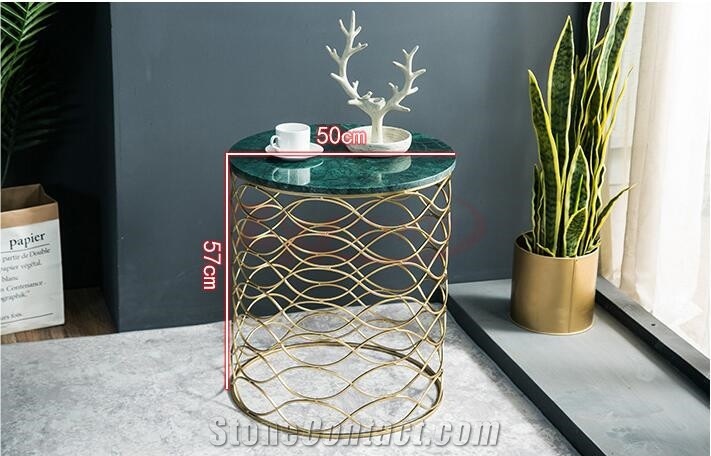 Round Big Green Flower Marble Tabletop