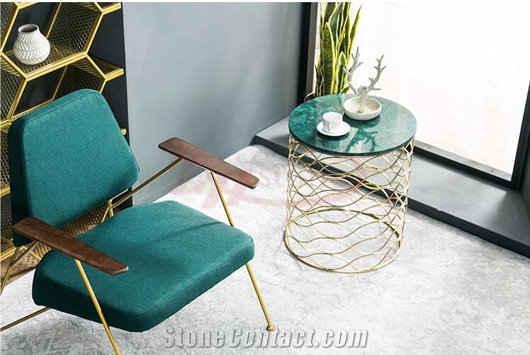 Round Big Green Flower Marble Tabletop
