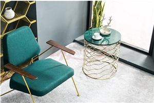 Round Big Green Flower Marble Tabletop