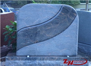 Round Corner&Wave Surface Aurora Granite Tombstone