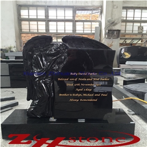 Shanxi Black Granite Double Monuments&Two Vases