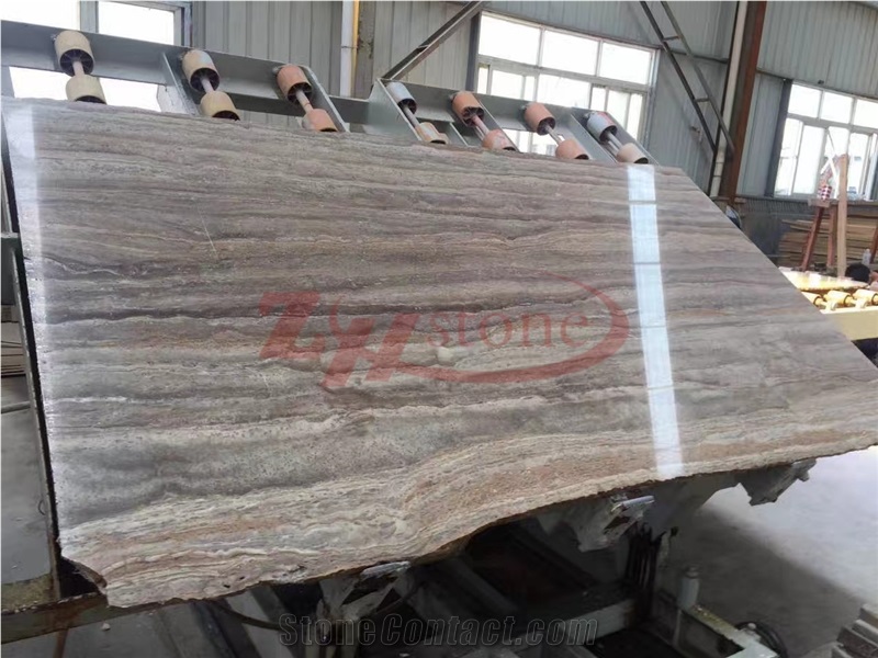 Silver Brown Travertine Slab, Wall Cladding