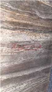 Silver Brown Travertine Slab, Wall Cladding