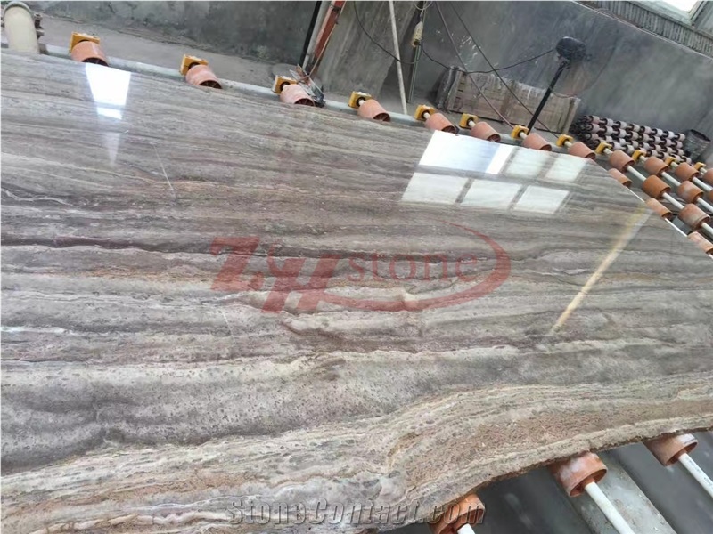 Silver Brown Travertine Slab, Wall Cladding