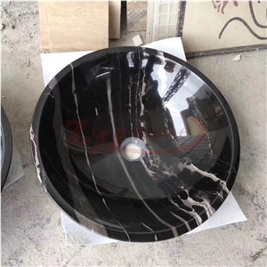 Silver Dragon Marble Round Basin on Vanit Top