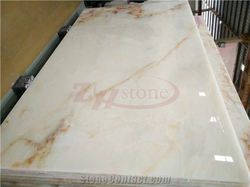 Snow White Onyx &Golden Vein High Quality Slab