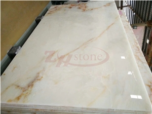 Snow White Onyx &Golden Vein High Quality Slab