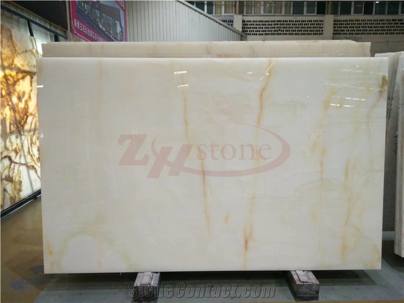 Snow White Onyx &Golden Vein High Quality Slab