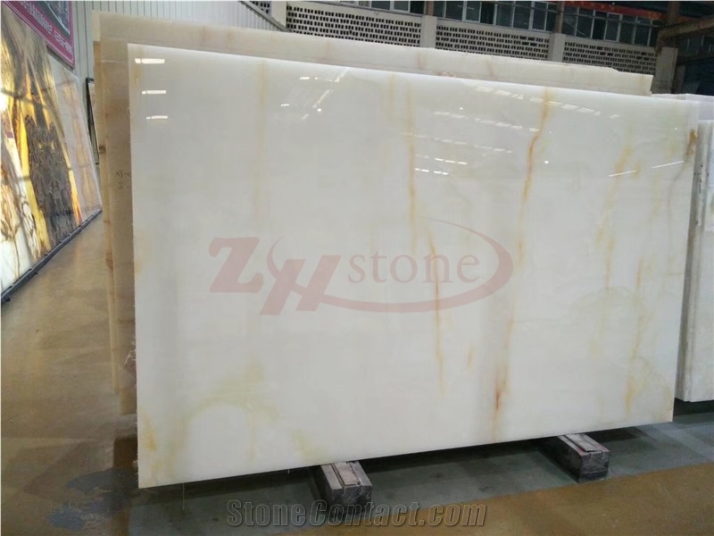 Snow White Onyx &Golden Vein High Quality Slab