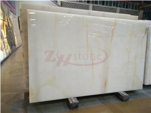 Snow White Onyx &Golden Vein High Quality Slab