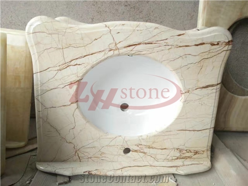 Sophia Golden Marble Bathroom Vanity Top