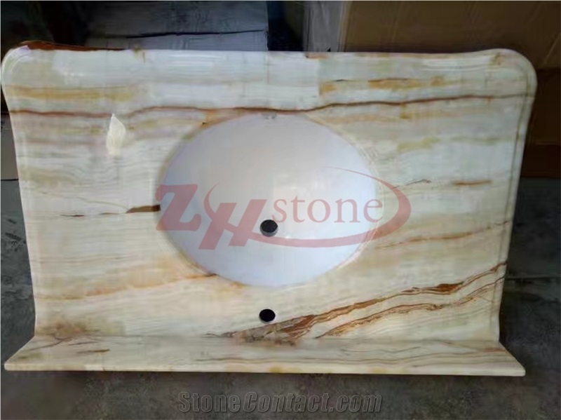Sophia Golden Marble Bathroom Vanity Top