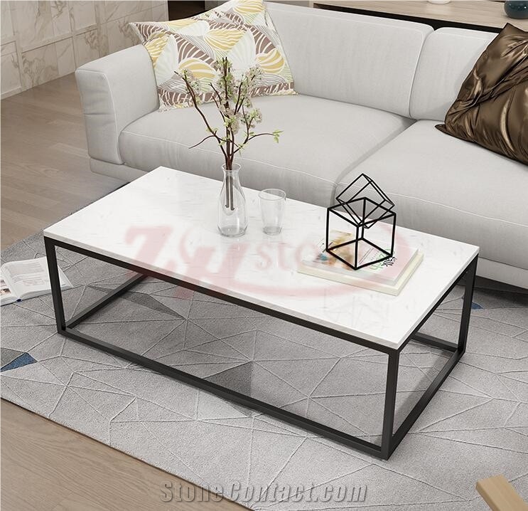 Star White Marble Tabletop with Black Leg