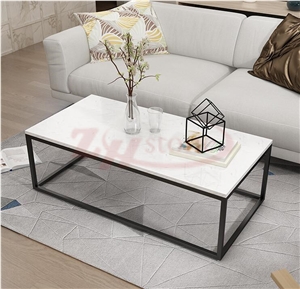 Star White Marble Tabletop with Black Leg