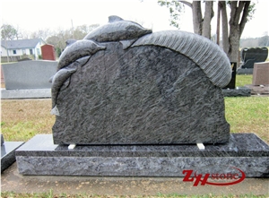 Three Dolphin Design Bahama Blue Granite Monument