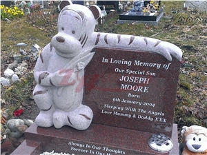 Tiger Design Royal Red Diamond Granite Gravestone