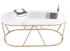 Volakas Imperial Marble Oval Table with Metal Leg